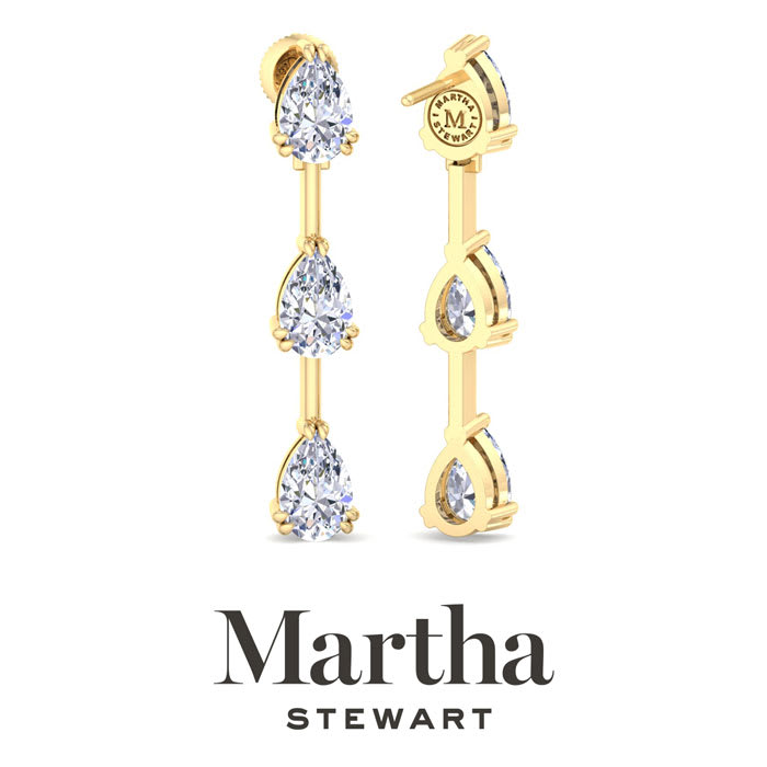 Martha Stewart 5 Carat Pear Shape Lab Grown Diamond Drop Earrings In 14 Karat Yellow Gold