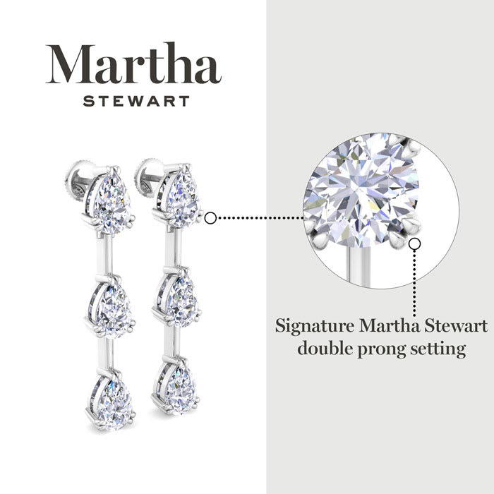 Martha Stewart 5 Carat Pear Shape Lab Grown Diamond Drop Earrings In 14 Karat Yellow Gold