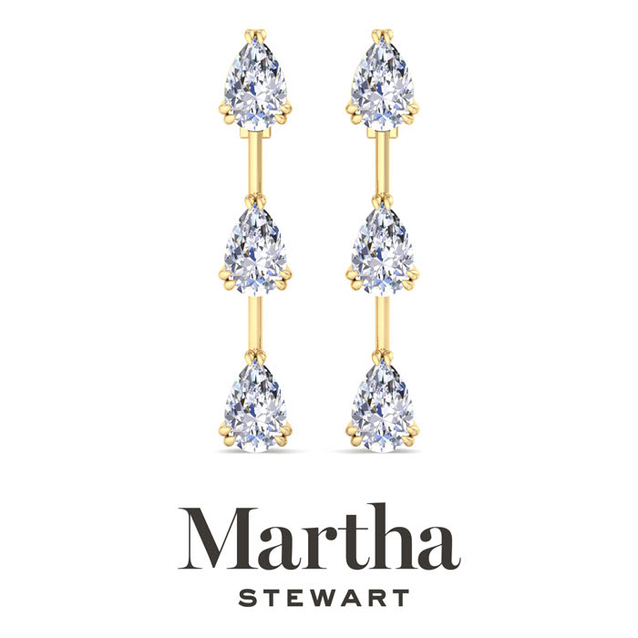 Martha Stewart 5 Carat Pear Shape Lab Grown Diamond Drop Earrings In 14 Karat Yellow Gold