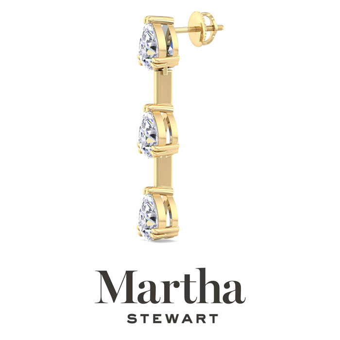 Martha Stewart 5 Carat Pear Shape Lab Grown Diamond Drop Earrings In 14 Karat Yellow Gold