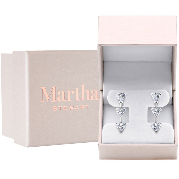 Martha Stewart 5 Carat Heart Shape Lab Grown Diamond Drop Earrings In 14 Karat White Gold