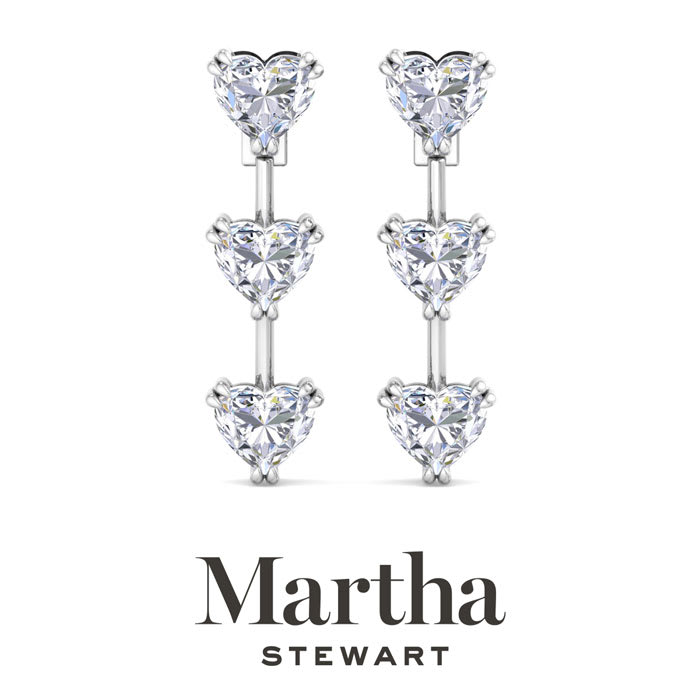 Martha Stewart 5 Carat Heart Shape Lab Grown Diamond Drop Earrings In 14 Karat White Gold