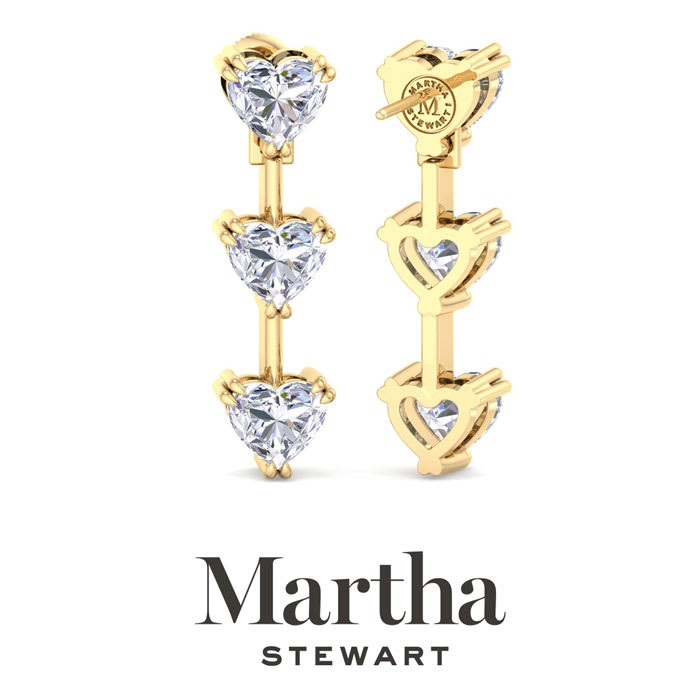 Martha Stewart 5 Carat Heart Shape Lab Grown Diamond Drop Earrings In 14 Karat Yellow Gold