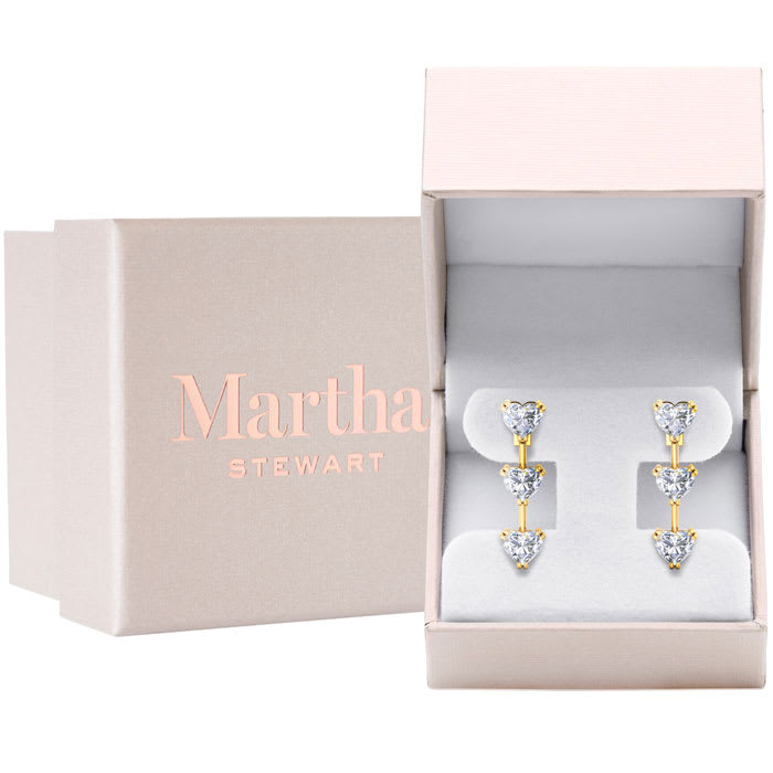 Martha Stewart 5 Carat Heart Shape Lab Grown Diamond Drop Earrings In 14 Karat Yellow Gold