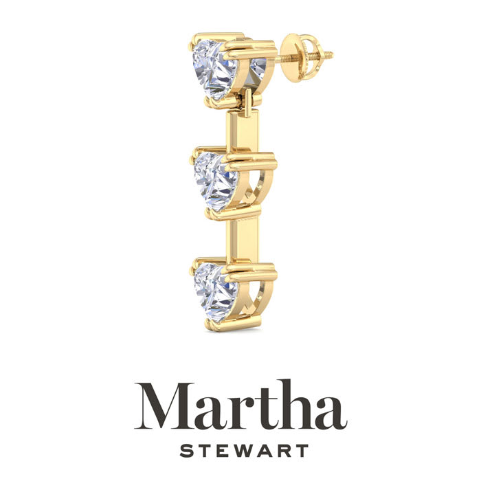 Martha Stewart 5 Carat Heart Shape Lab Grown Diamond Drop Earrings In 14 Karat Yellow Gold