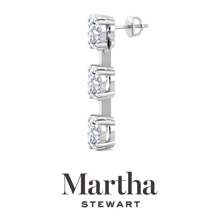 Martha Stewart 3 Carat Oval Shape Lab Grown Diamond Drop Earrings In 14 Karat White Gold
