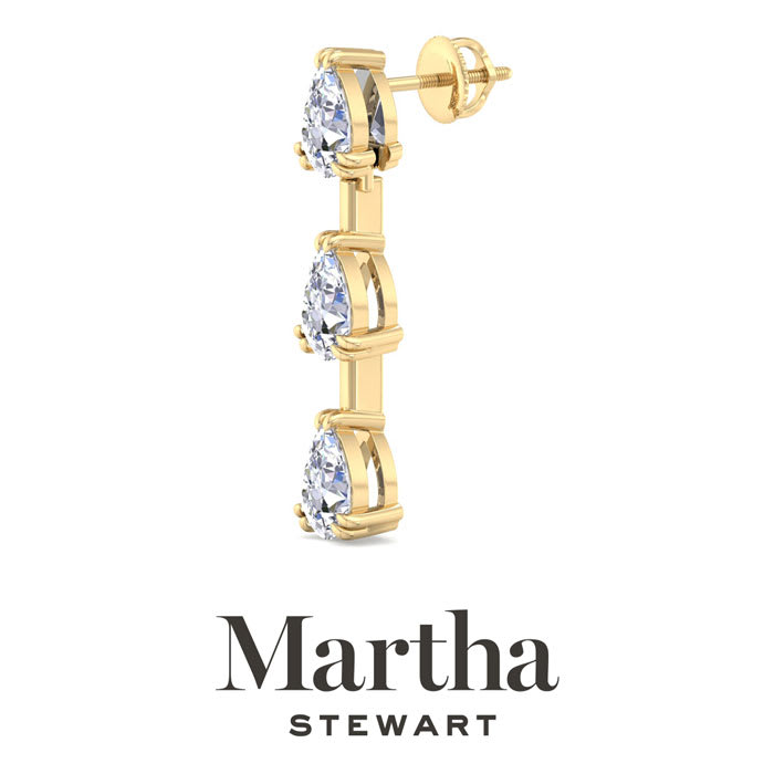 Martha Stewart 3 Carat Pear Shape Lab Grown Diamond Drop Earrings In 14 Karat Yellow Gold