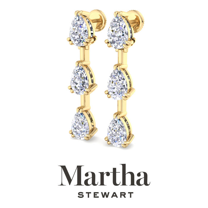 Martha Stewart 3 Carat Pear Shape Lab Grown Diamond Drop Earrings In 14 Karat Yellow Gold