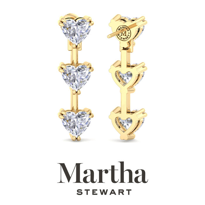 Martha Stewart 3 Carat Heart Shape Lab Grown Diamond Drop Earrings In 14 Karat Yellow Gold