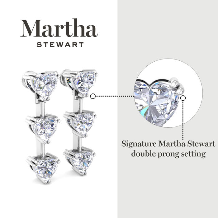 Martha Stewart 3 Carat Heart Shape Lab Grown Diamond Drop Earrings In 14 Karat Yellow Gold