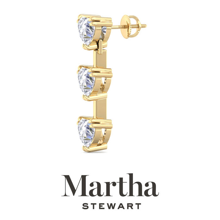 Martha Stewart 3 Carat Heart Shape Lab Grown Diamond Drop Earrings In 14 Karat Yellow Gold