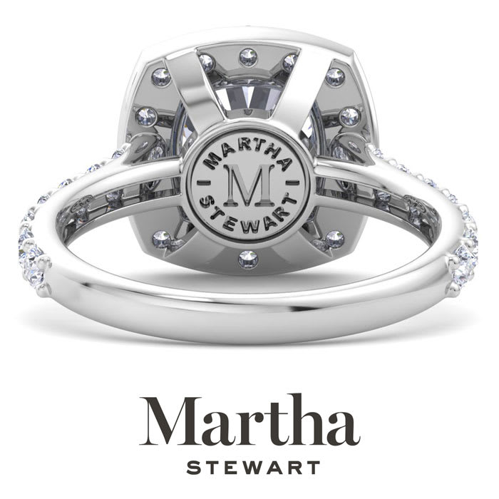 Martha Stewart 4 Carat Cushion Cut Lab Grown Diamond Halo Engagement Ring In 14K White Gold