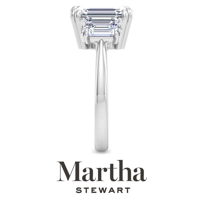 Martha Stewart 5 Carat Emerald Cut Lab Grown Diamond Three Stone Engagement Ring In 14K White Gold