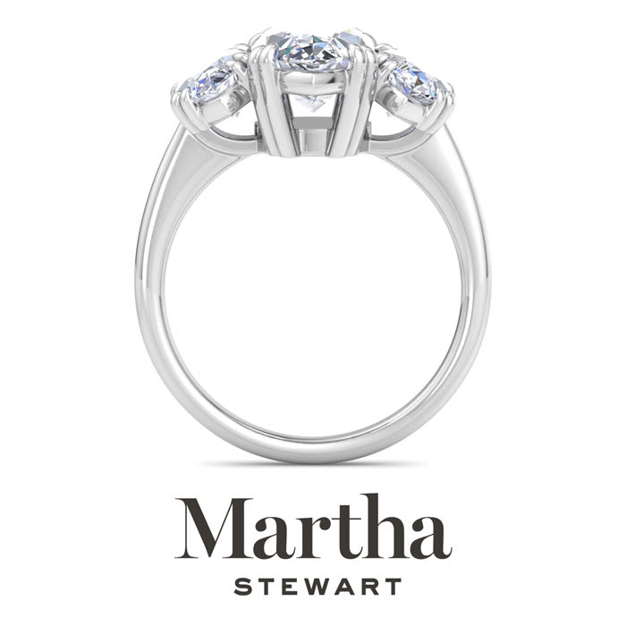 Martha Stewart 5 Carat Marquise Shape Lab Grown Diamond Three Stone Engagement Ring In 14K White Gold
