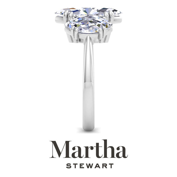 Martha Stewart 5 Carat Marquise Shape Lab Grown Diamond Three Stone Engagement Ring In 14K White Gold
