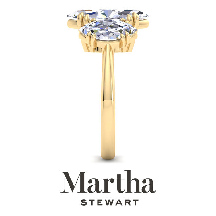 Martha Stewart 5 Carat Marquise Shape Lab Grown Diamond Three Stone Engagement Ring In 14K Yellow Gold