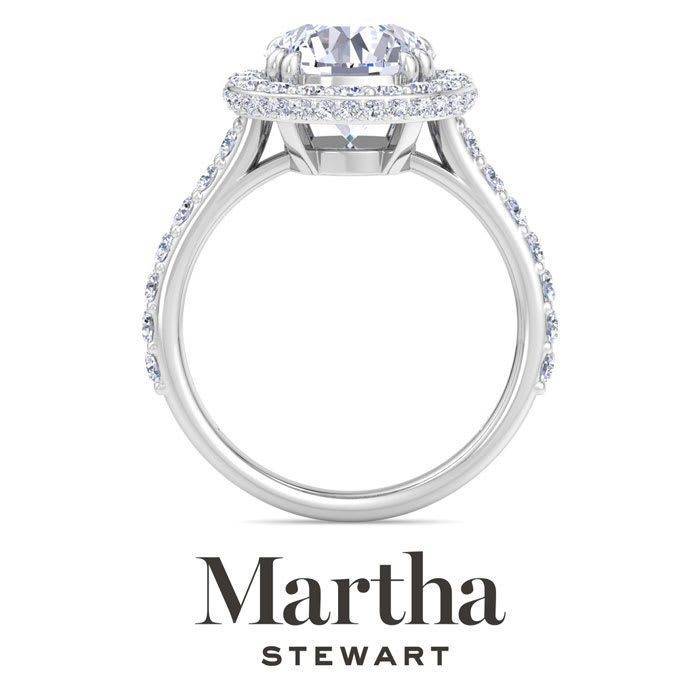 Martha Stewart 4 Carat Round Lab Grown Diamond Hidden Halo Engagement Ring In 14K White Gold