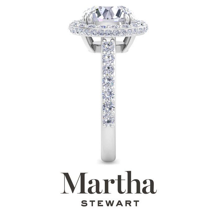 Martha Stewart 4 Carat Round Lab Grown Diamond Hidden Halo Engagement Ring In 14K White Gold