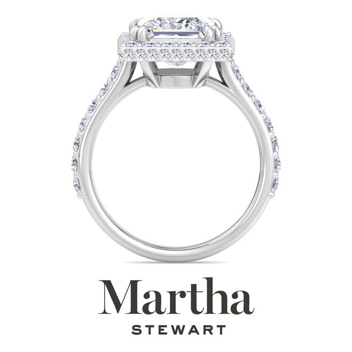 Martha Stewart 4 Carat Princess Cut Lab Grown Diamond Hidden Halo Engagement Ring In 14K White Gold