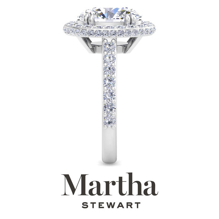 Martha Stewart 4 Carat Oval Shape Lab Grown Diamond Hidden Halo Engagement Ring In 14K White Gold
