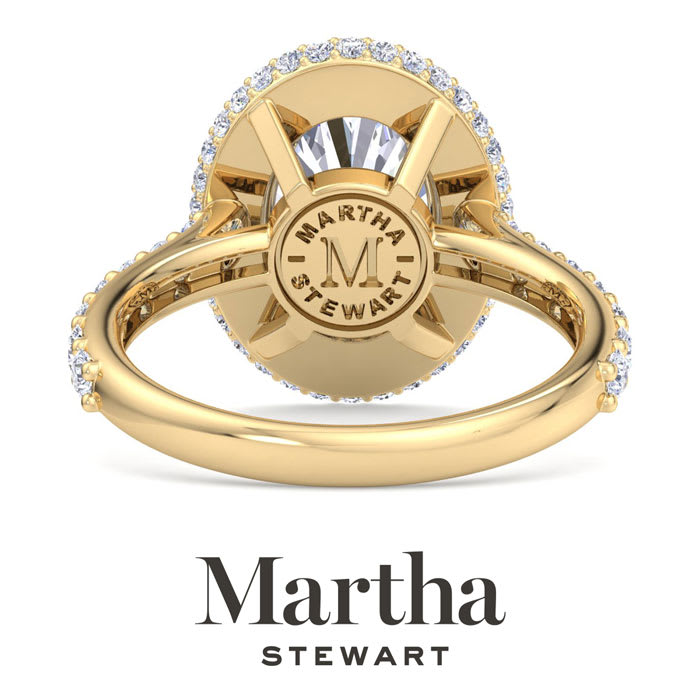 Martha Stewart 4 Carat Oval Shape Lab Grown Diamond Hidden Halo Engagement Ring In 14K Yellow Gold