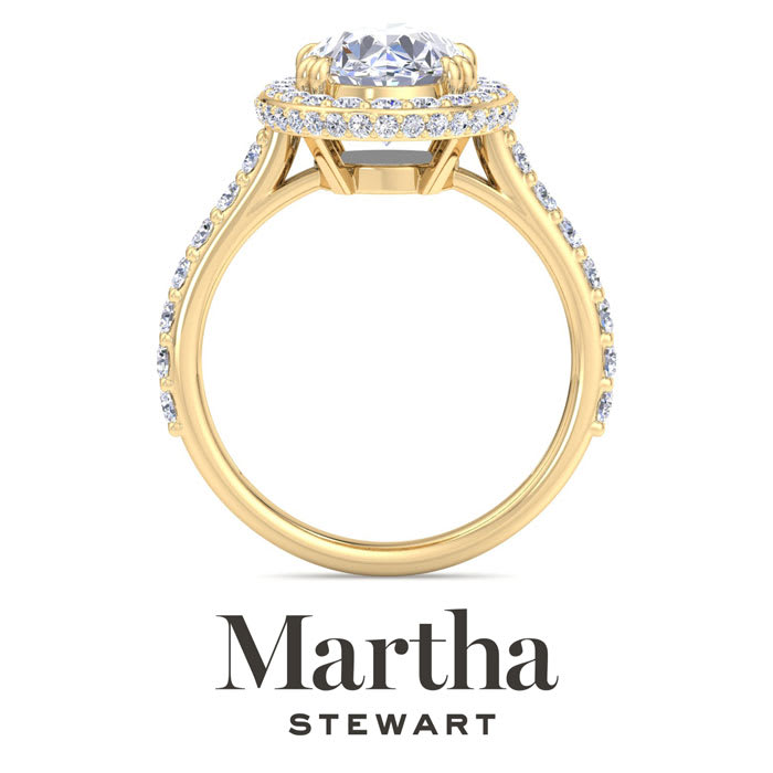 Martha Stewart 4 Carat Oval Shape Lab Grown Diamond Hidden Halo Engagement Ring In 14K Yellow Gold
