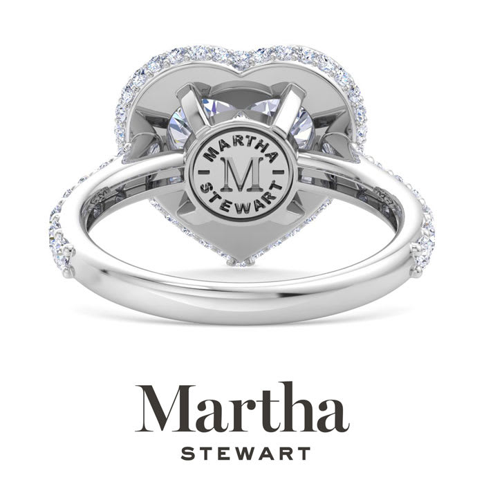 Martha Stewart 4 Carat Heart Shape Lab Grown Diamond Hidden Halo Engagement Ring In 14K White Gold