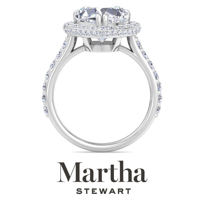 Martha Stewart 4 Carat Heart Shape Lab Grown Diamond Hidden Halo Engagement Ring In 14K White Gold