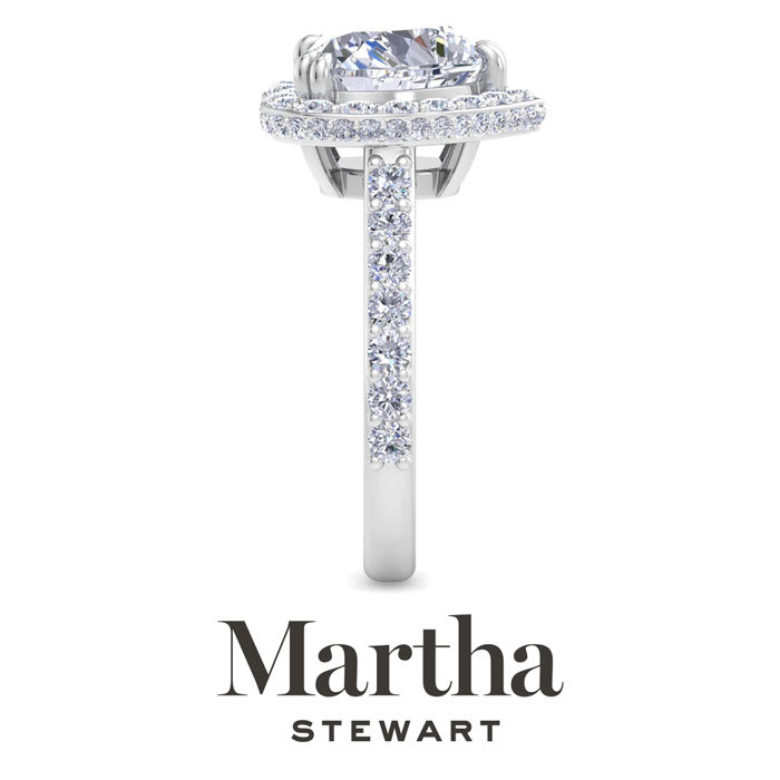 Martha Stewart 4 Carat Heart Shape Lab Grown Diamond Hidden Halo Engagement Ring In 14K White Gold