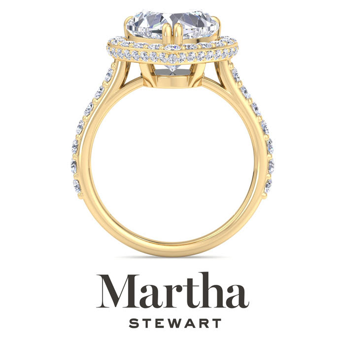 Martha Stewart 4 Carat Heart Shape Lab Grown Diamond Hidden Halo Engagement Ring In 14K Yellow Gold