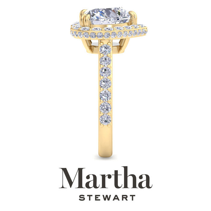Martha Stewart 4 Carat Heart Shape Lab Grown Diamond Hidden Halo Engagement Ring In 14K Yellow Gold