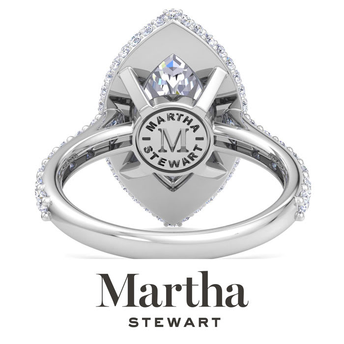 Martha Stewart 4 Carat Marquise Shape Lab Grown Diamond Hidden Halo Engagement Ring In 14K White Gold
