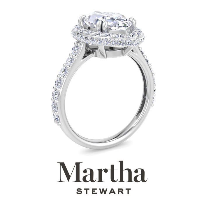 Martha Stewart 4 Carat Marquise Shape Lab Grown Diamond Hidden Halo Engagement Ring In 14K White Gold