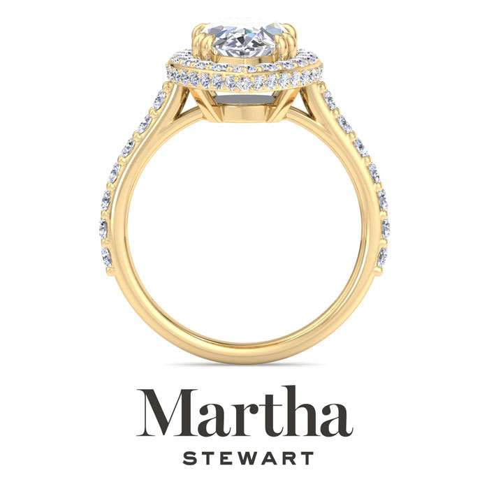 Martha Stewart 4 Carat Marquise Shape Lab Grown Diamond Hidden Halo Engagement Ring In 14K Yellow Gold