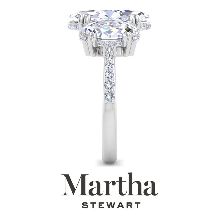 Martha Stewart 5 1/2 Carat Marquise Shape Lab Grown Diamond Three Stone Plus Engagement Ring In 14K White Gold