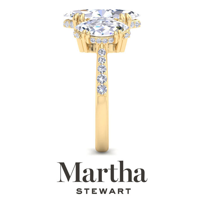 Martha Stewart 5 1/2 Carat Marquise Shape Lab Grown Diamond Three Stone Plus Engagement Ring In 14K Yellow Gold
