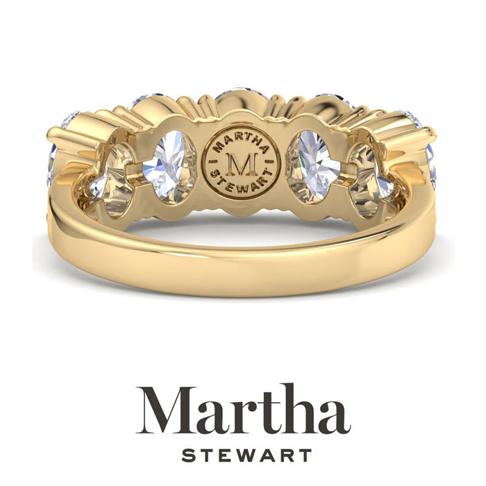 Martha Stewart 3 Carat Oval Shape Lab Grown Diamond Five Stone Engagement Ring In 14K Yellow Gold