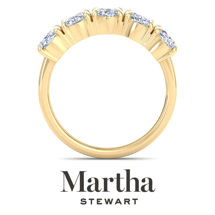 Martha Stewart 3 Carat Oval Shape Lab Grown Diamond Five Stone Engagement Ring In 14K Yellow Gold