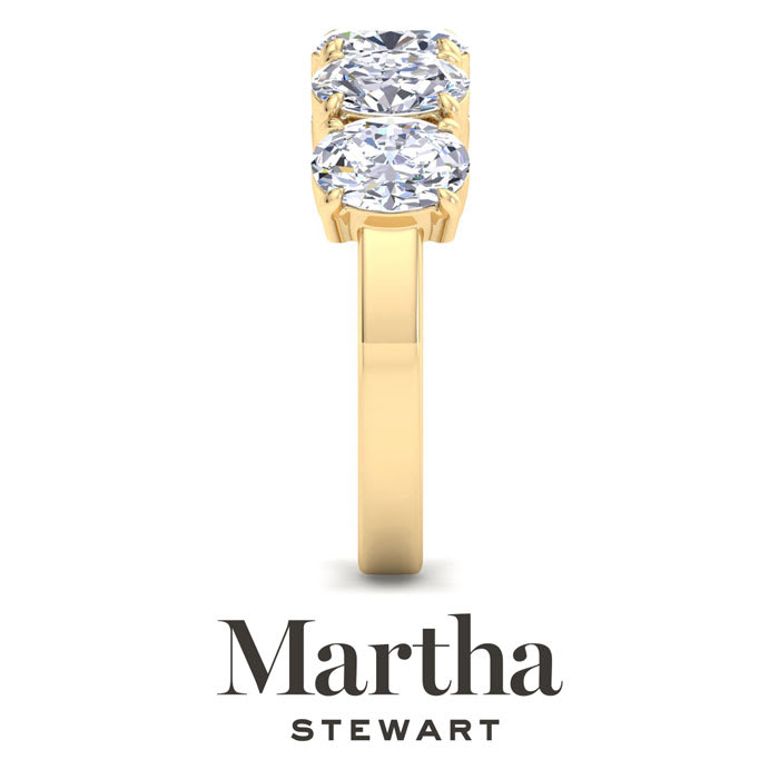Martha Stewart 3 Carat Oval Shape Lab Grown Diamond Five Stone Engagement Ring In 14K Yellow Gold