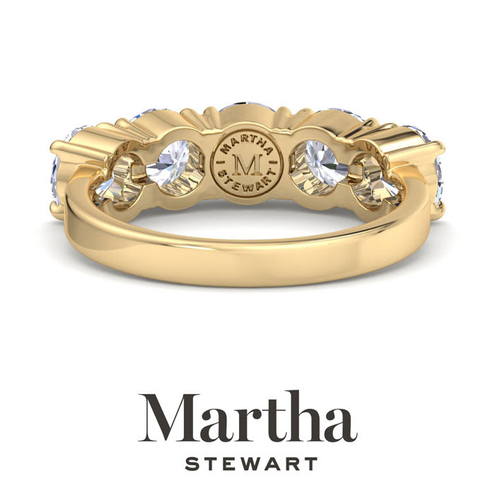 Martha Stewart 3 Carat Round Lab Grown Diamond Five Stone Engagement Ring In 14K Yellow Gold