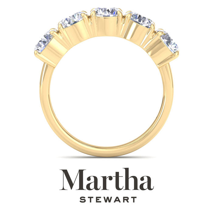 Martha Stewart 3 Carat Round Lab Grown Diamond Five Stone Engagement Ring In 14K Yellow Gold