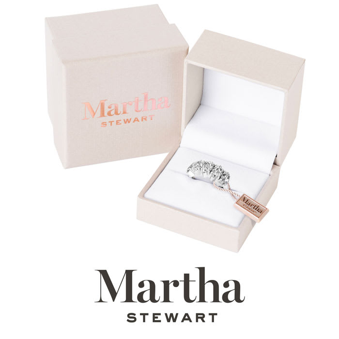 Martha Stewart 3 Carat Marquise Shape Lab Grown Diamond Five Stone Engagement Ring In 14K White Gold