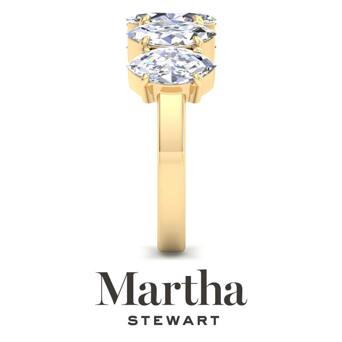 Martha Stewart 3 Carat Marquise Shape Lab Grown Diamond Five Stone Engagement Ring In 14K Yellow Gold