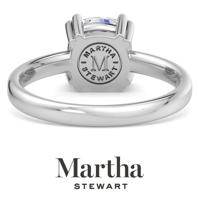 Martha Stewart 2 Carat Cushion Cut Lab Grown Diamond Solitaire Engagement Ring In 14K White Gold