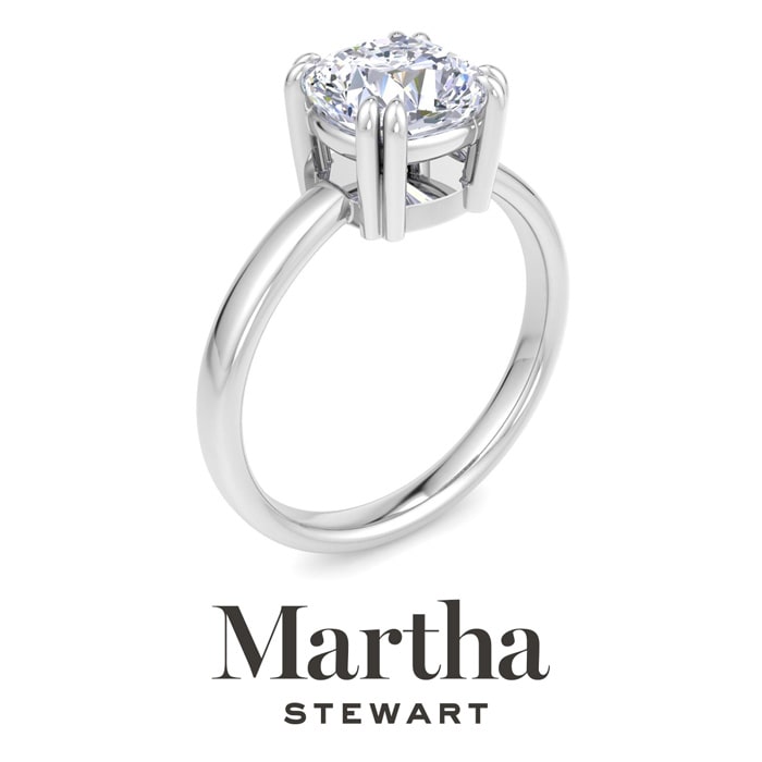 Martha Stewart 2 Carat Cushion Cut Lab Grown Diamond Solitaire Engagement Ring In 14K White Gold