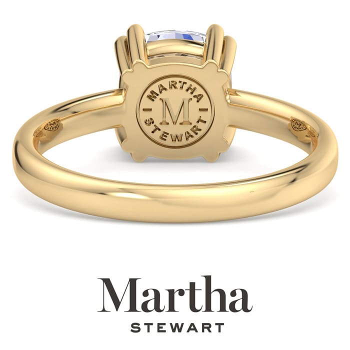 Martha Stewart 2 Carat Cushion Cut Lab Grown Diamond Solitaire Engagement Ring In 14K Yellow Gold
