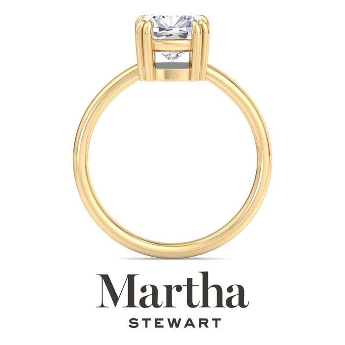 Martha Stewart 2 Carat Cushion Cut Lab Grown Diamond Solitaire Engagement Ring In 14K Yellow Gold