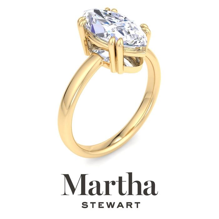 Martha Stewart 2 Carat Marquise Shape Lab Grown Diamond Solitaire Engagement Ring In 14K Yellow Gold