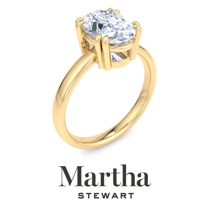 Martha Stewart 2 Carat Oval Shape Lab Grown Diamond Solitaire Engagement Ring In 14K Yellow Gold