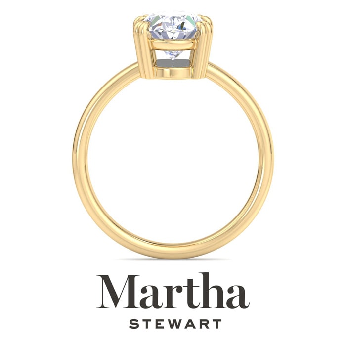 Martha Stewart 2 Carat Oval Shape Lab Grown Diamond Solitaire Engagement Ring In 14K Yellow Gold